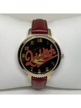Harry Potter Quidditch Watch women gold tone 38mm quartz red leather running